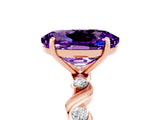 Rose gold Oval Cut Amethyst Solitaire Twisted Band with Round  Accents and Prong Setting_17