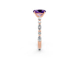 Rose gold Oval Cut Amethyst Solitaire with Side Stones on a Pavé Band and Four-Prong Setting_2