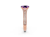 Rose gold Oval Cut Amethyst Split Shank Engagement Ring with Pavé Band_2