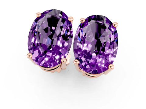 Rose gold Oval Cut Amethyst Stud Earrings_19