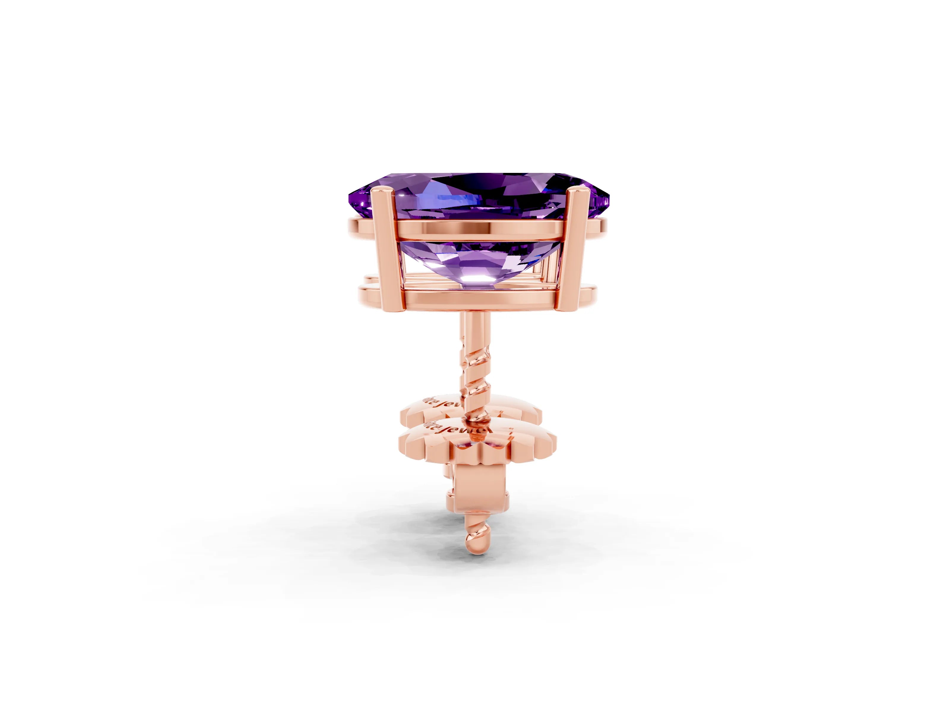 Rose gold Oval Cut Amethyst Stud Earrings_20