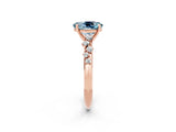 Rose gold Oval Cut Aquamarine Cluster Side Stone Solitaire Ring with Prong Setting_26