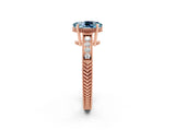Rose gold Oval Cut Aquamarine Engagement Ring with Milgrain Channel Set Band and Prong Setting_2