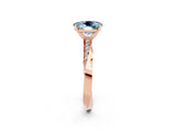 Rose gold Oval Cut Aquamarine Engagement Ring with Side Stone Accents and Four-Prong Setting_29