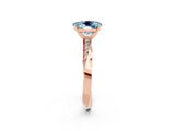 Rose gold Oval Cut Aquamarine Engagement Ring with Side Stone Accents and Four-Prong Setting_62