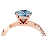 Rose gold Oval Cut Aquamarine Engagement Ring with Side Stone Accents and Four-Prong Setting_64