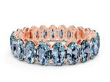 Rose gold Oval Cut Aquamarine Eternity Band with Shared Prong Setting