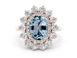 Rose gold Oval Cut Aquamarine Floral Double Halo Engagement Ring with Prong Setting_66