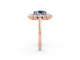 Rose gold Oval Cut Aquamarine Floral Double Halo Engagement Ring with Prong Setting_68