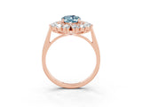 Rose gold Oval Cut Aquamarine Floral Double Halo Engagement Ring with Prong Setting_69