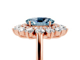 Rose gold Oval Cut Aquamarine Floral Double Halo Engagement Ring with Prong Setting_71