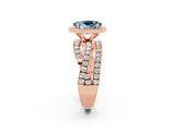 Rose gold Oval Cut Aquamarine Halo Ring with Round Split Shank and Prong Setting_50