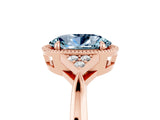 Rose gold Oval Cut Aquamarine Halo Ring with Tapered Band and Four-Prong Setting_5