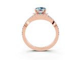 Rose gold Oval Cut Aquamarine Halo Twist Band Solitaire Prong Setting Ring_3