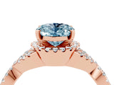 Rose gold Oval Cut Aquamarine  Halo Twist Band Solitaire Prong Setting Ring_40