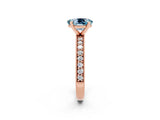 Rose gold Oval Cut Aquamarine Milgrain Pavé Engagement Ring with Four-Prong Setting_14