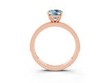 Rose gold Oval Cut Aquamarine Milgrain Pavé Engagement Ring with Four-Prong Setting_15