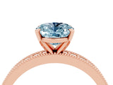 Rose gold Oval Cut Aquamarine Milgrain Pavé Engagement Ring with Four-Prong Setting_16