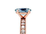 Rose gold Oval Cut Aquamarine Milgrain Pavé Engagement Ring with Four-Prong Setting_17