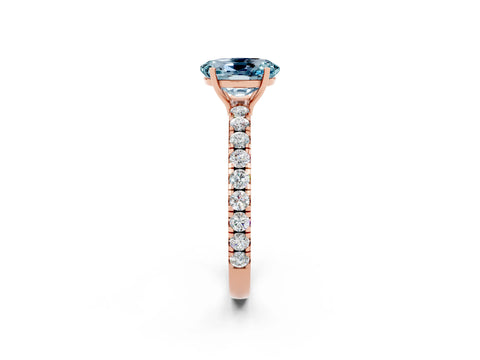Rose gold Oval Cut Aquamarine Pavé Solitaire Engagement Ring with Four-Prong Setting_14