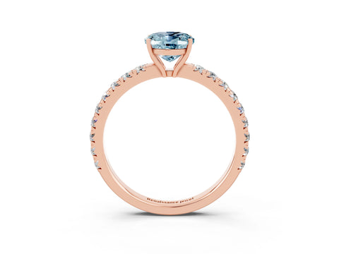 Rose gold Oval Cut Aquamarine Pavé Solitaire Engagement Ring with Four-Prong Setting_15