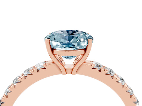 Rose gold Oval Cut Aquamarine Pavé Solitaire Engagement Ring with Four-Prong Setting_16