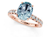 Rose gold Oval Cut Aquamarine Pavé Solitaire Ring with Round Band and Prong Setting_25