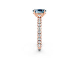 Rose gold Oval Cut Aquamarine Pavé Solitaire Ring with Round Band and Prong Setting_26