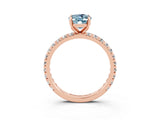 Rose gold Oval Cut Aquamarine Pavé Solitaire Ring with Round Band and Prong Setting_27