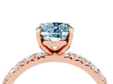 Rose gold Oval Cut Aquamarine Pavé Solitaire Ring with Round Band and Prong Setting_28