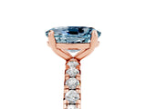 Rose gold Oval Cut Aquamarine Pavé Solitaire Ring with Round Band and Prong Setting_29