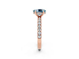 Rose gold Oval Cut Aquamarine Pave Band Solitaire Ring with Four-Prong Setting_26