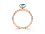 Rose gold Oval Cut Aquamarine Pave Band Solitaire Ring with Four-Prong Setting_27
