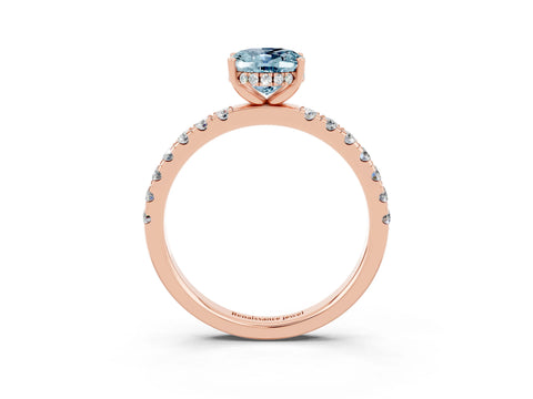 Rose gold Oval Cut Aquamarine Pave Band Solitaire Ring with Four-Prong Setting_27