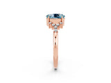 Rose gold Oval Cut Aquamarine Ring with Side Stones and Four-Prong Setting_74