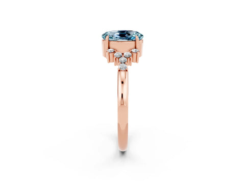 Rose gold Oval Cut Aquamarine Ring with Side Stones and Four-Prong Setting_74