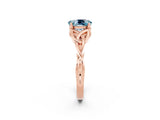 Rose gold Oval Cut Aquamarine Solitaire Celtic Knot Ring with Four-Prong Setting_14