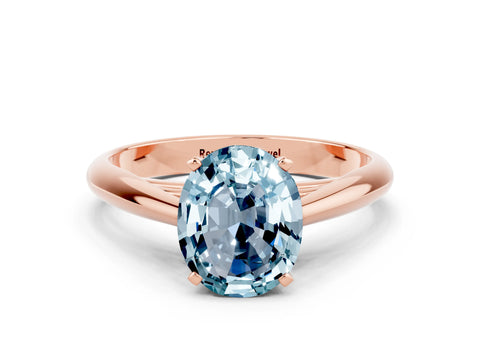 Rose gold Oval Cut Aquamarine Solitaire Engagement Ring with Cathedral Setting and Four-Prong Mount_12