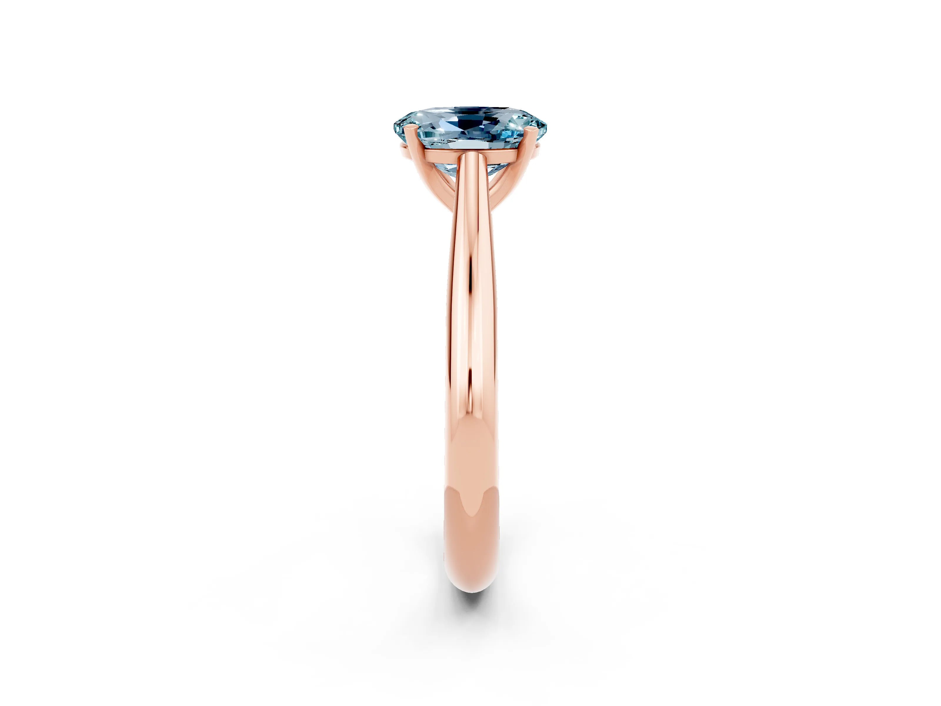 Rose gold Oval Cut Aquamarine Solitaire Engagement Ring with Cathedral Setting and Four-Prong Mount_14