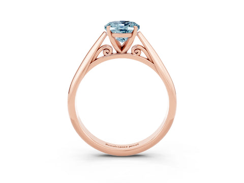 Rose gold Oval Cut Aquamarine Solitaire Engagement Ring with Cathedral Setting and Four-Prong Mount_15