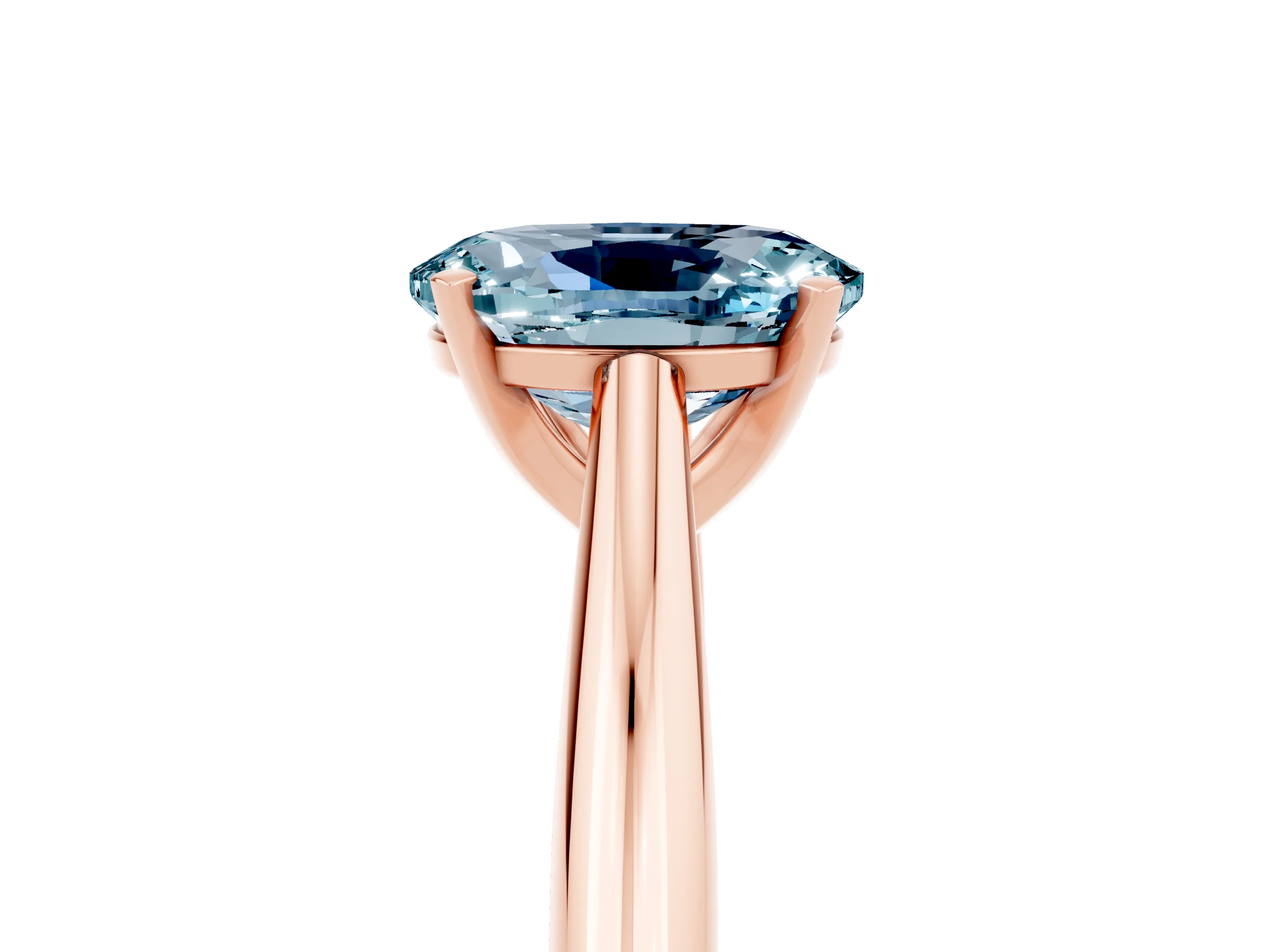 Rose gold Oval Cut Aquamarine Solitaire Engagement Ring with Cathedral Setting and Four-Prong Mount_17