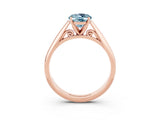 Rose gold Oval Cut Aquamarine Solitaire Engagement Ring with Cathedral Setting and Four-Prong Mount_21