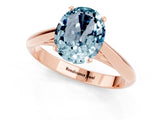Rose gold Oval Cut Aquamarine Solitaire Engagement Ring with Cathedral Setting and Four-Prong Mount_25
