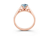 Rose gold Oval Cut Aquamarine Solitaire Engagement Ring with Cathedral Setting and Four-Prong Mount_27