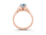 Rose gold Oval Cut Aquamarine Solitaire Engagement Ring with Cathedral Setting and Four-Prong Mount_69