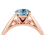 Rose gold Oval Cut Aquamarine Solitaire Engagement Ring with Cathedral Setting and Four-Prong Mount_70