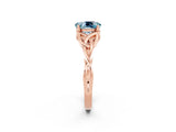Rose gold Oval Cut Aquamarine Solitaire Engagement Ring with Celtic Knot Band and Four-Prong Setting_2