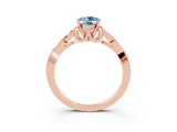 Rose gold Oval Cut Aquamarine Solitaire Engagement Ring with Celtic Knot Band and Four-Prong Setting_3