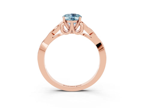 Rose gold Oval Cut Aquamarine Solitaire Engagement Ring with Celtic Knot Band and Four-Prong Setting_3