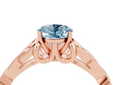 Rose gold Oval Cut Aquamarine Solitaire Engagement Ring with Celtic Knot Band and Four-Prong Setting_4